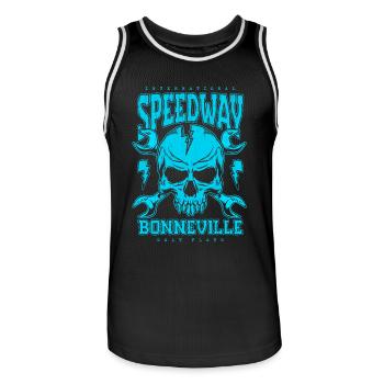Bonneville Salt Flats Voiture de course rétro vintage - Maillot de basket Homme - noir/blanc - Devant - AI Model Male 185 dark (185cm)