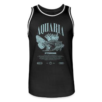 Poisson-lion marin gardien de poisson moderne streetwear - Maillot de basket Homme - noir/blanc - Devant - AI Model Male 185 dark (185cm)