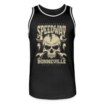 Bonneville Salt Flats Voiture de course rétro vintage - Maillot de basket Homme - noir/blanc - Devant - AI Model Male 185 dark (185cm)