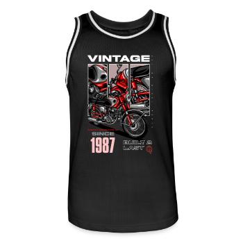 Vintage Motorrad Biker Motorrad Geburtstag 1987 - Männer Basketball-Trikot - Schwarz/Weiß - Vorne - AI Model Male 185 dark (185cm)