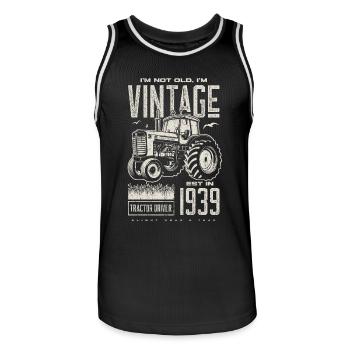 Tracteur Vintage Farmer Anniversaire Né En 1939 - Maillot de basket Homme - noir/blanc - Devant - AI Model Male 185 dark (185cm)