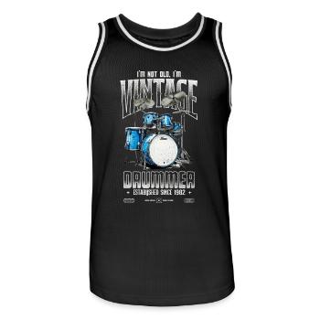 Ich bin nicht alt, ich bin ein Vintage-Schlagzeuger aus dem Jahr 1982 - Männer Basketball-Trikot - Schwarz/Weiß - Vorne - AI Model Male 185 dark (185cm)