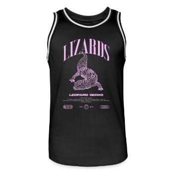 Leopard Gecko Moderne Reptilienwärter Streetwear - Männer Basketball-Trikot - Schwarz/Weiß - Vorne - AI Model Male 185 dark (185cm)
