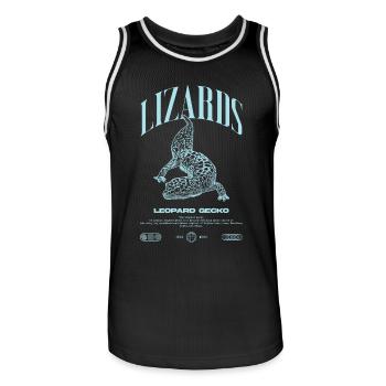 Leopard Gecko Moderne Reptilienwärter Streetwear - Männer Basketball-Trikot - Schwarz/Weiß - Vorne - AI Model Male 185 dark (185cm)