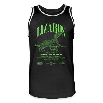 Moniteur d’arbre vert Streetwear gardien de lézard - Maillot de basket Homme - noir/blanc - Devant - AI Model Male 185 dark (185cm)