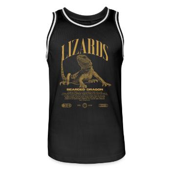 Bartagamen Streetwear Eidechsenhüter - Männer Basketball-Trikot - Schwarz/Weiß - Vorne - AI Model Male 185 dark (185cm)