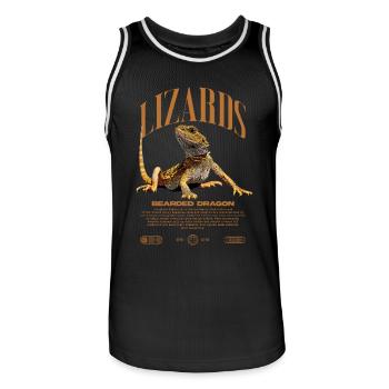 Dragon barbu Streetwear gardien de lézard - Maillot de basket Homme - noir/blanc - Devant - AI Model Male 185 dark (185cm)