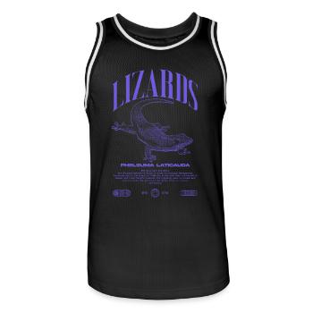 Phelsuma laticauda Day Gecko Lizard Keeper - Men's Basketball Jersey - black/white - Front - AI Model Male 185 dark (185cm)