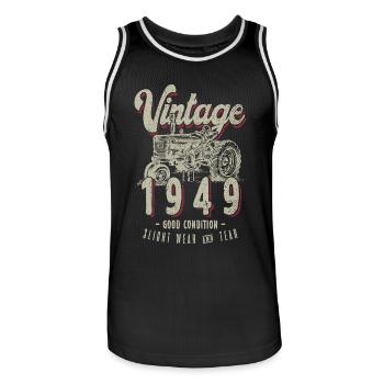 Oldtimer Traktor Farmer Geburtstag Jahrgang 1949 - Männer Basketball-Trikot - Schwarz/Weiß - Vorne - AI Model Male 185 dark (185cm)