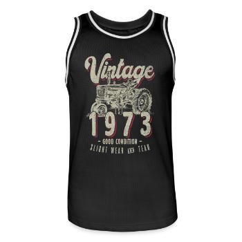 Oldtimer Traktor Farmer Geburtstag Jahrgang 1973 - Männer Basketball-Trikot - Schwarz/Weiß - Vorne - AI Model Male 185 dark (185cm)