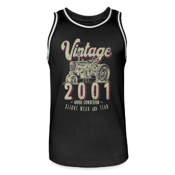 Oldtimer Traktor Bauer Geburtstag Jahrgang 2001 - Männer Basketball-Trikot - Schwarz/Weiß - Vorne - AI Model Male 185 dark (185cm)
