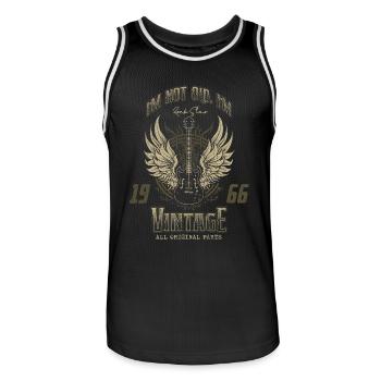 Ich bin nicht alt, ich bin Vintage Retro 1966 Gitarrist - Männer Basketball-Trikot - Schwarz/Weiß - Vorne - AI Model Male 185 dark (185cm)