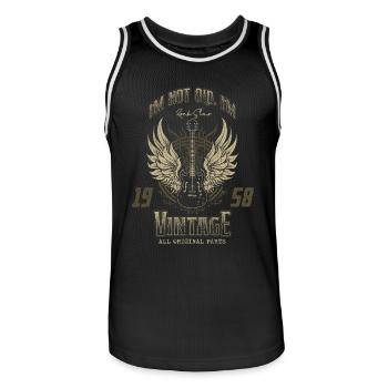 Ich bin nicht alt, ich bin Vintage Retro 1958 Gitarrist - Männer Basketball-Trikot - Schwarz/Weiß - Vorne - AI Model Male 185 dark (185cm)