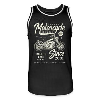 Vintage Motorcycle Bikers Motorbike Birthday 2001 - Men's Basketball Jersey - black/white - Front - AI Model Male 185 dark (185cm)