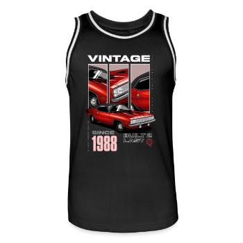 Je ne suis pas vieux, je suis une voiture classique vintage née en 1988 - Maillot de basket Homme - noir/blanc - Devant - AI Model Male 185 dark (185cm)