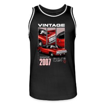 Ich bin nicht alt, ich bin ein Oldtimer, Jahrgang 2007 - Männer Basketball-Trikot - Schwarz/Weiß - Vorne - AI Model Male 185 dark (185cm)