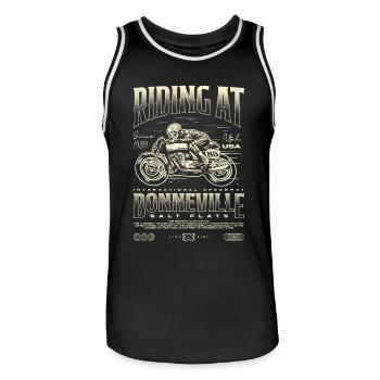 Bonneville Salt Flats Motorrad Geburtstag 1939 - Männer Basketball-Trikot - Schwarz/Weiß - Vorne - AI Model Male 185 dark (185cm)