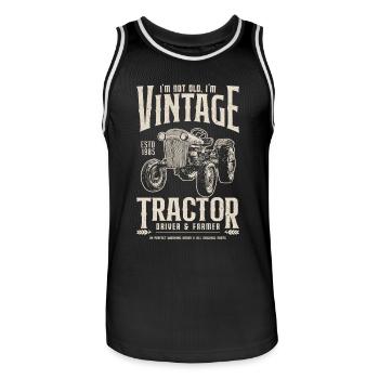 Oldtimer Traktor Bauer Geburtstag Jahrgang 1985 - Männer Basketball-Trikot - Schwarz/Weiß - Vorne - AI Model Male 185 dark (185cm)