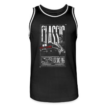Ich bin nicht alt, ich bin ein Oldtimer, Oldtimer Jahrgang 1965 - Männer Basketball-Trikot - Schwarz/Weiß - Vorne - AI Model Male 185 dark (185cm)