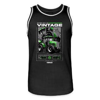 Oldtimer Traktor Bauer Geburtstag Jahrgang 1962 - Männer Basketball-Trikot - Schwarz/Weiß - Vorne - AI Model Male 185 dark (185cm)
