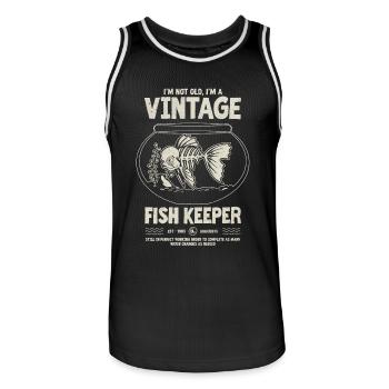 Vintage Fish Keeper Tropical Fish Anniversaire 1983 - Maillot de basket Homme - noir/blanc - Devant - AI Model Male 185 dark (185cm)