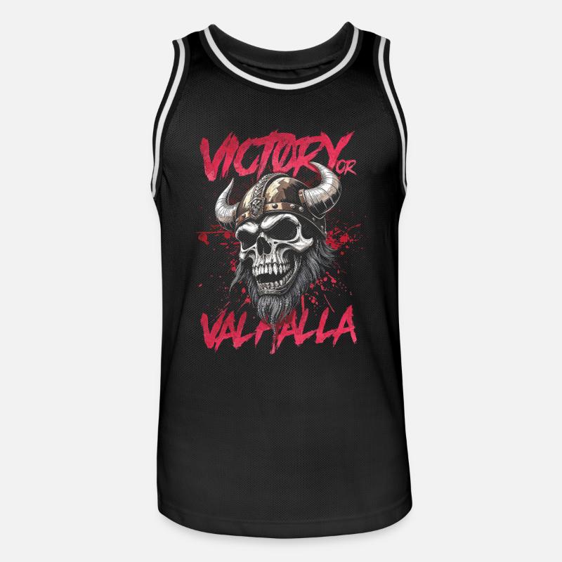 Nordischer Wikingersieg oder Walhalla - Männer Basketball-Trikot - Schwarz/Weiß