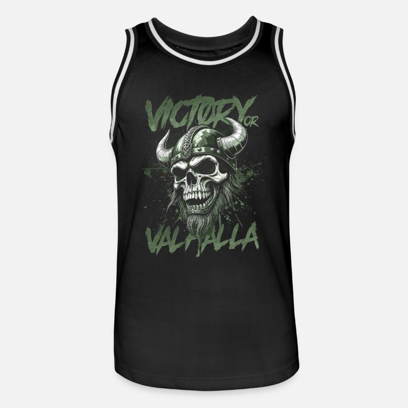 Nordischer Wikingersieg oder Walhalla - Männer Basketball-Trikot - Schwarz/Weiß