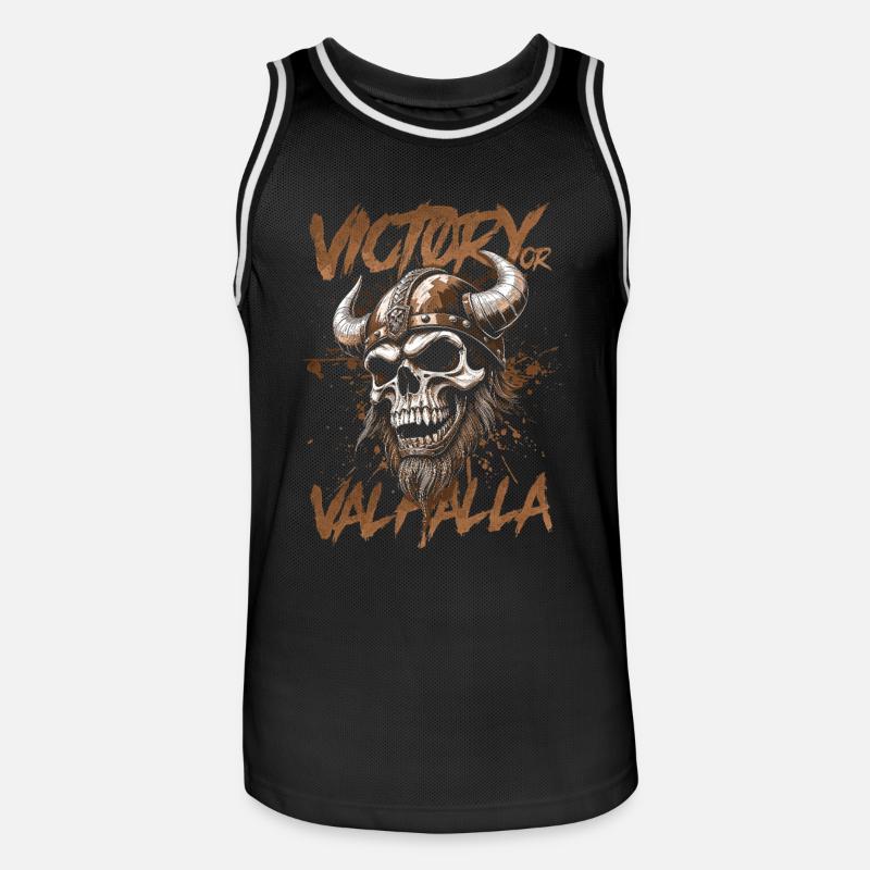 Nordischer Wikingersieg oder Walhalla - Männer Basketball-Trikot - Schwarz/Weiß