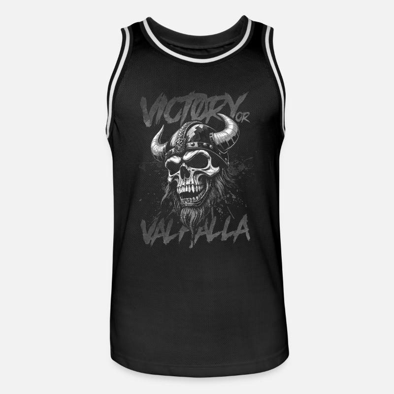 Nordischer Wikingersieg oder Walhalla - Männer Basketball-Trikot - Schwarz/Weiß