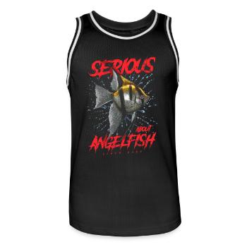 Seit dem Jahr 2000 ernsthaft im Bereich Diskusfische - Männer Basketball-Trikot - Schwarz/Weiß - Vorne - AI Model Male 185 dark (185cm)