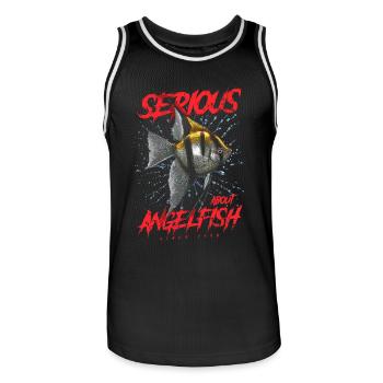 Ernsthaft im Bereich Diskusfische seit 1996 - Männer Basketball-Trikot - Schwarz/Weiß - Vorne - AI Model Male 185 dark (185cm)