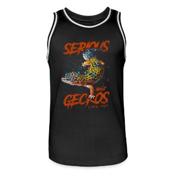 Ernsthaft über Leopardgeckos seit 1987 - Männer Basketball-Trikot - Schwarz/Weiß - Vorne - AI Model Male 185 dark (185cm)