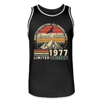 47 Years great since 1977 limited edition - Maillot de basket Homme - noir/blanc - Devant - AI Model Male 185 dark (185cm)