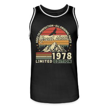 46 Years great since 1978 limited edition - Maillot de basket Homme - noir/blanc - Devant - AI Model Male 185 dark (185cm)