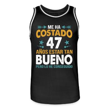 ME HA COSTADO 47 ANOS ESTAR TAN BUENO - Men's Basketball Jersey - black/white - Front - AI Model Male 185 dark (185cm)