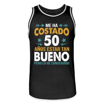 ME HA COSTADO 50 AÑOS ESTAR TAN BUENO - Men's Basketball Jersey - black/white - Front - AI Model Male 185 dark (185cm)