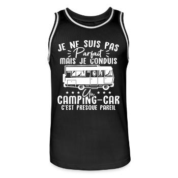 Pas parfait mais je conduis un camping car - Maillot de basket Homme - noir/blanc - Devant - AI Model Male 185 dark (185cm)