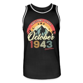 Cadeau D'anniversaire En Octobre 1943 Vintage - Maillot de basket Homme - noir/blanc - Devant - AI Model Male 185 dark (185cm)