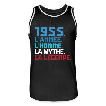 1955 L'année L'homme La Mythe La Légende - Maillot de basket Homme - noir/blanc - Devant - AI Model Male 185 dark (185cm)
