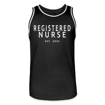 Registered Nurse Est. 2023 Graduiertes Pflegegeschenk - Männer Basketball-Trikot - Schwarz/Weiß - Vorne - AI Model Male 185 dark (185cm)