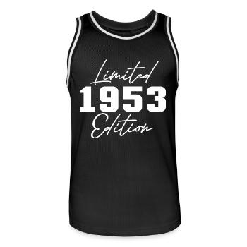70th Birthday Men Women Anniversary 70 Years Old - Men's Basketball Jersey - black/white - Front - AI Model Male 185 dark (185cm)