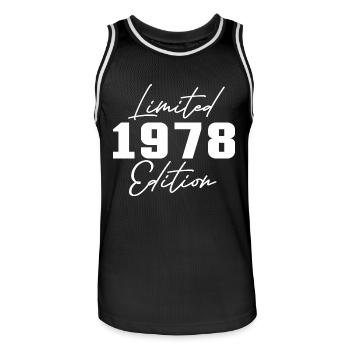 45. Geburtstag Männer Frauen Jubiläum 45 Jahre alt - Männer Basketball-Trikot - Schwarz/Weiß - Vorne - AI Model Male 185 dark (185cm)