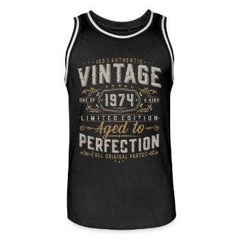 Vintage 1974 Jahrgang geboren Geburtstag Geschenk - Männer Basketball-Trikot - Schwarz/Weiß - Vorne - AI Model Male 185 dark (185cm)