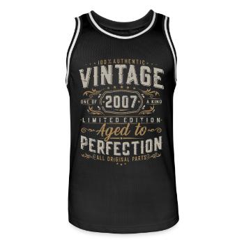 Vintage 2007 Jahrgang geboren Geburtstag Geschenk - Männer Basketball-Trikot - Schwarz/Weiß - Vorne - AI Model Male 185 dark (185cm)