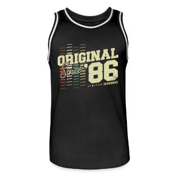1986 Vintage Vintage Rétro Cadeau d’anniversaire - Maillot de basket Homme - noir/blanc - Devant - AI Model Male 185 dark (185cm)