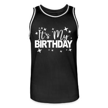 C’est mon anniversaire Cool Birthday Party Gift & Outfit - Maillot de basket Homme - noir/blanc - Devant - AI Model Male 185 dark (185cm)