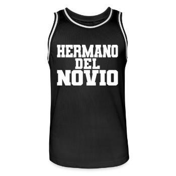 Hermano del Novio Groom's Brother Wedding Gift - Men's Basketball Jersey - black/white - Front - AI Model Male 185 dark (185cm)