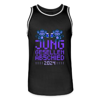 Monkey Bachelor Party 2024 Party - Men's Basketball Jersey - black/white - Front - AI Model Male 185 dark (185cm)