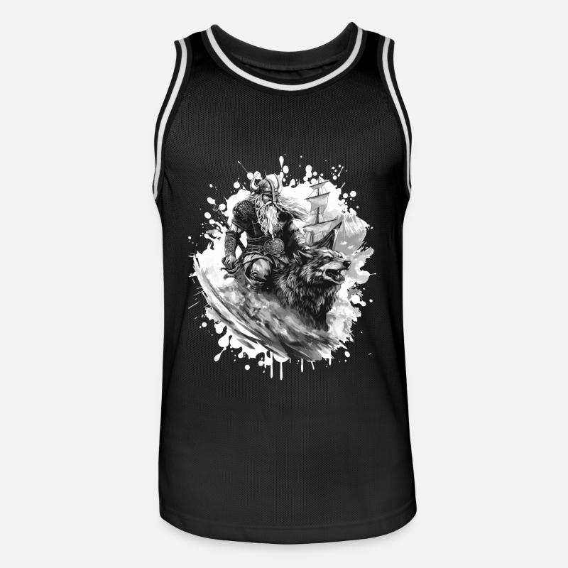 Wikinger Wolf Krieger Valhalla - Männer Basketball-Trikot - Schwarz/Weiß