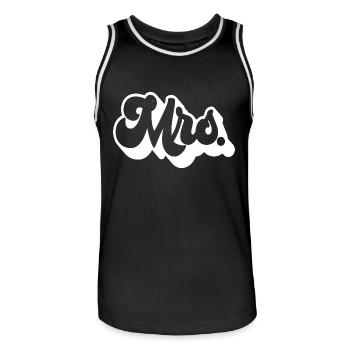 Mrs. Matching Couple Engagement Wedding Honeymoon - Men's Basketball Jersey - black/white - Front - AI Model Male 185 dark (185cm)